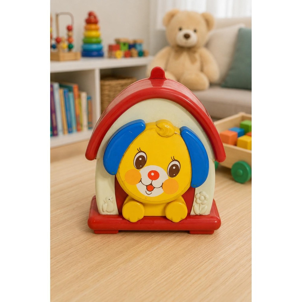 Vintage Fisher Price Kiddicraft Happy Puppy Wind Up Musical Toy #5617 *WORKS*